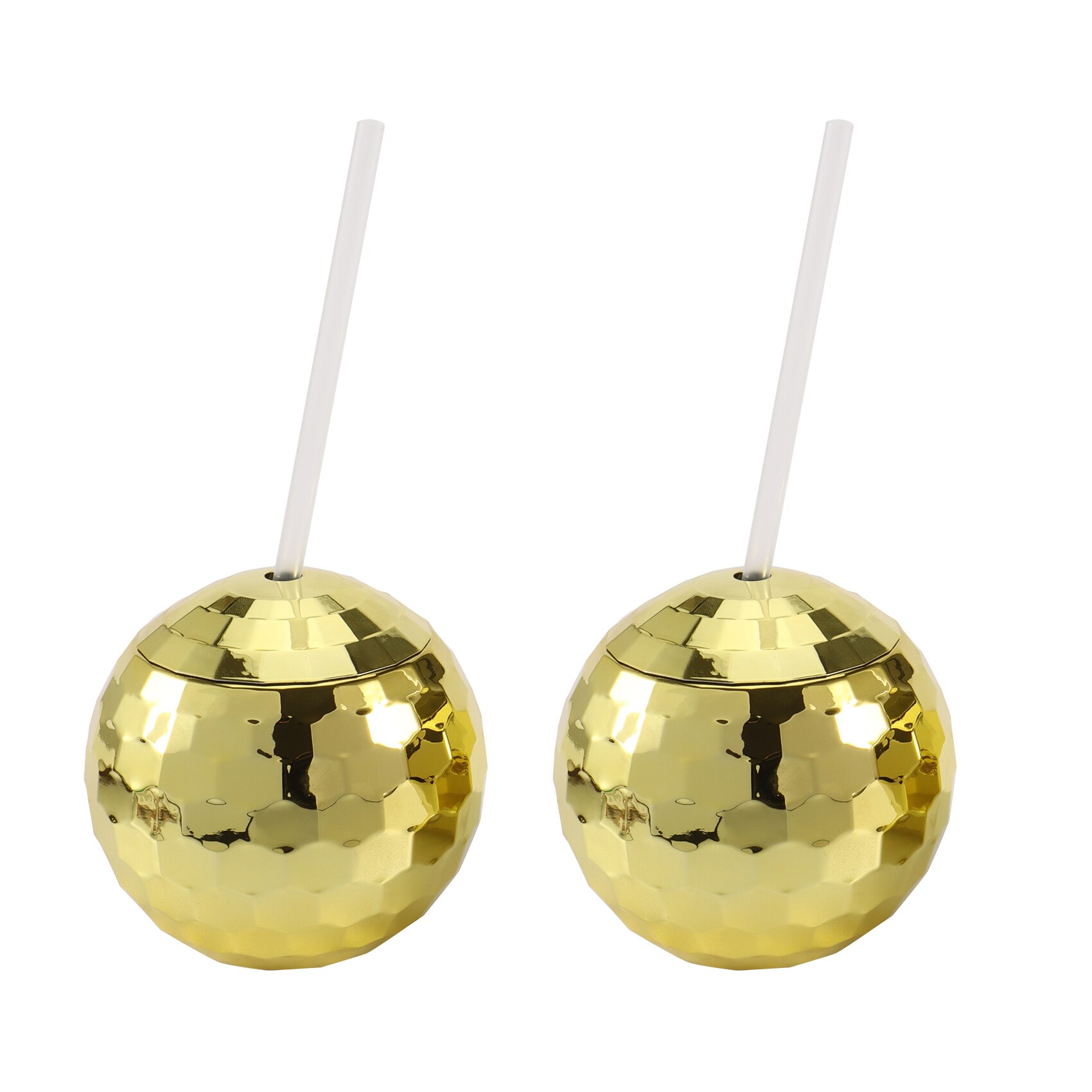 Cocktail Disco Ball Glass with Straw (2 pcs)