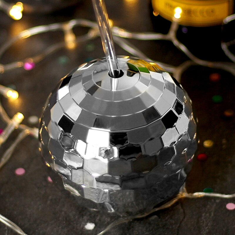 Cocktail Disco Ball Glass with Straw (2 pcs)