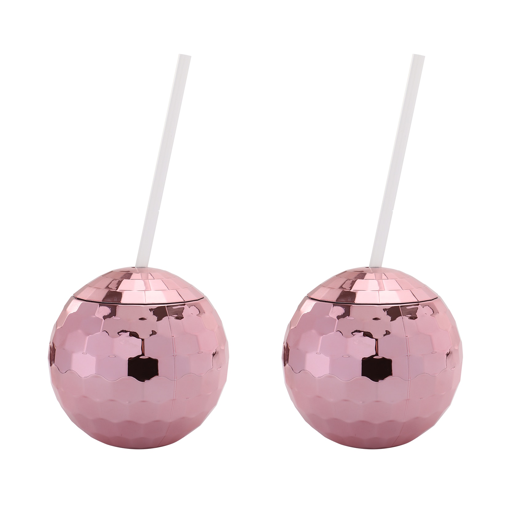 Cocktail Disco Ball Glass with Straw (2 pcs)