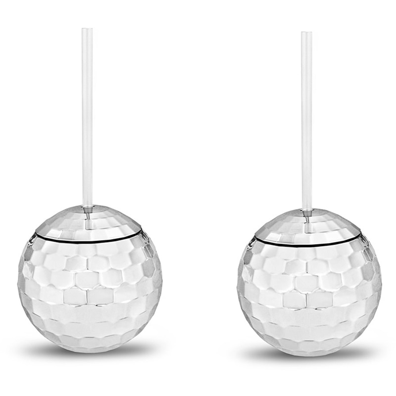 Cocktail Disco Ball Glass with Straw (2 pcs)