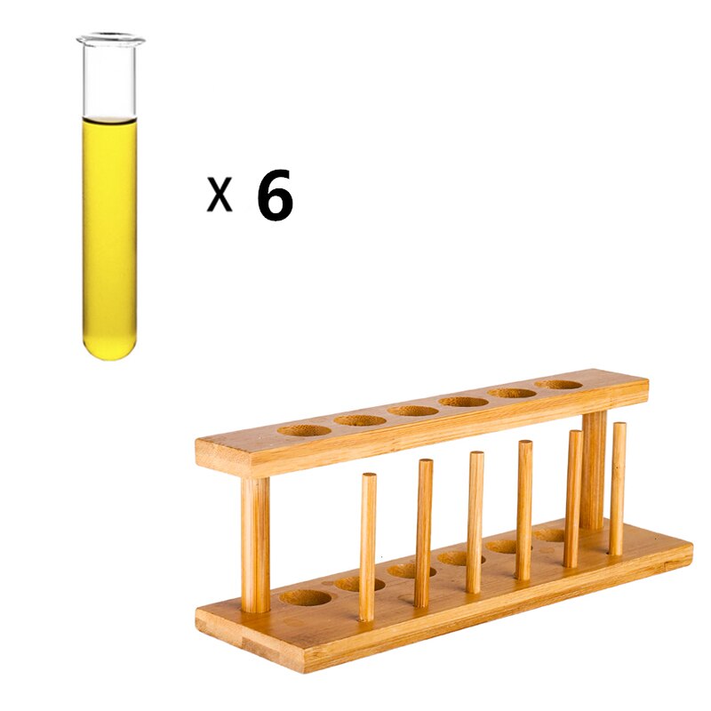 6 Test Tube Shot Glasses with Wooden Rack