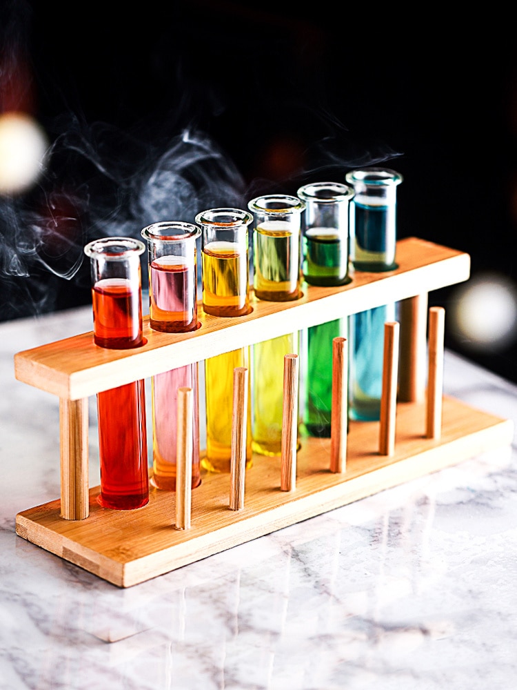 6 Piece Lot Test Tube Cocktail Glass Set With Free Rack Stand Bar KTV Night Club Home Party Shot Glasses Tipsy Holder Wine Cup