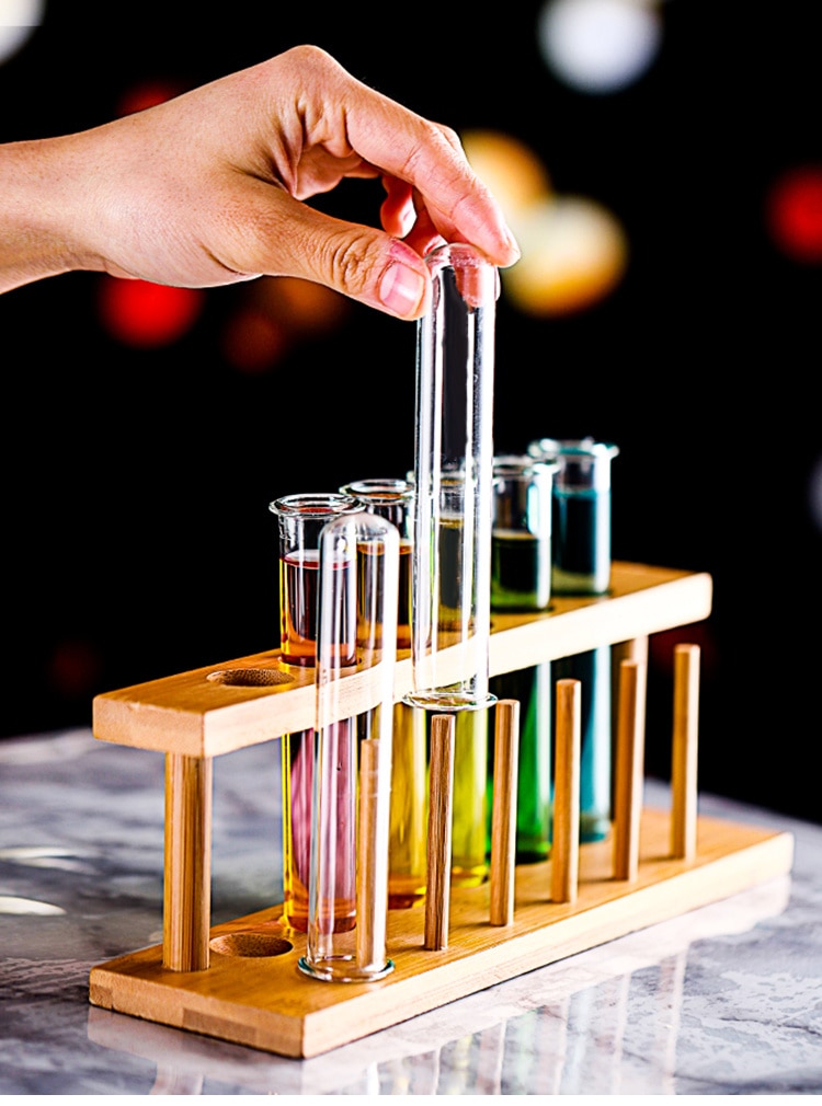 6 Piece Lot Test Tube Cocktail Glass Set With Free Rack Stand Bar KTV Night Club Home Party Shot Glasses Tipsy Holder Wine Cup