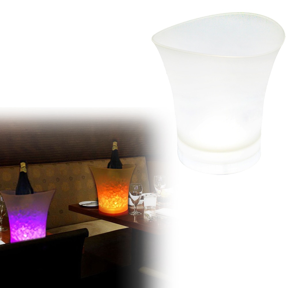 7 Color LED New 5L Waterproof Plastic LED Ice Bucket Color Bars Nightclubs LED Light Up Champagne Beer Bucket Bars Night Party