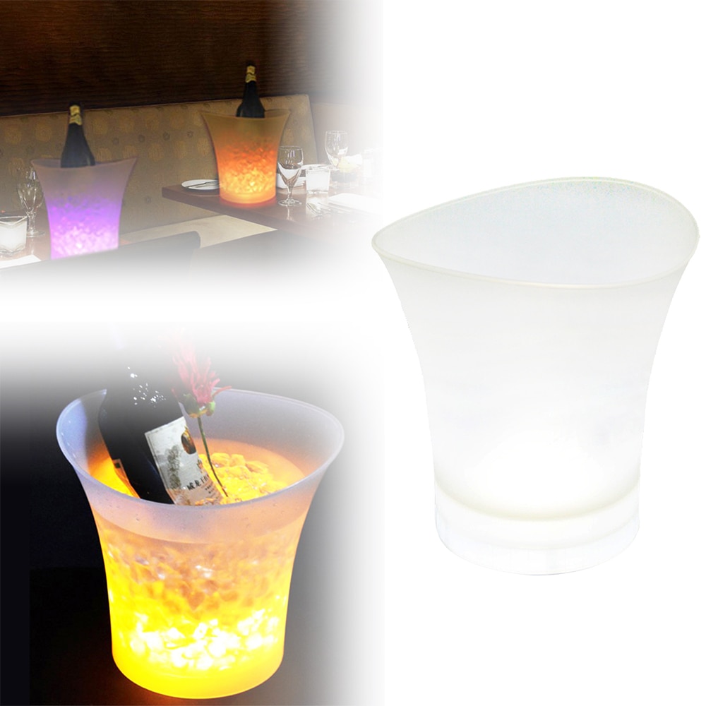 7 Color LED New 5L Waterproof Plastic LED Ice Bucket Color Bars Nightclubs LED Light Up Champagne Beer Bucket Bars Night Party