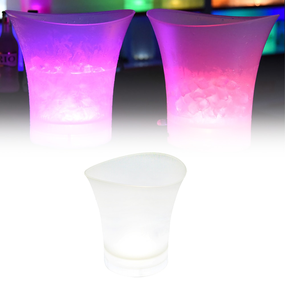 7 Color LED New 5L Waterproof Plastic LED Ice Bucket Color Bars Nightclubs LED Light Up Champagne Beer Bucket Bars Night Party