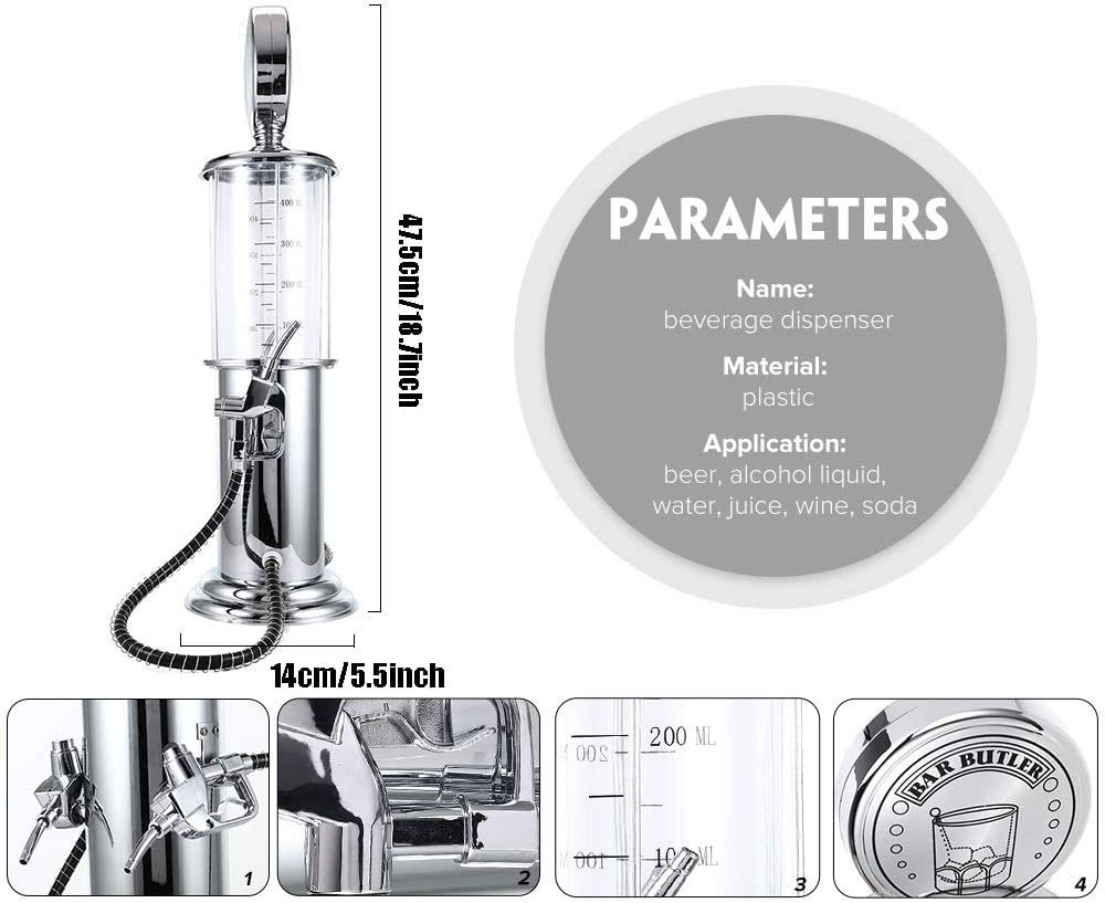 GOALONE Gas Pump Liquor Dispenser Single Double Gun Gas Station Beverage Dispenser for Vodka Rum Wine Machine Bar Butler Tools