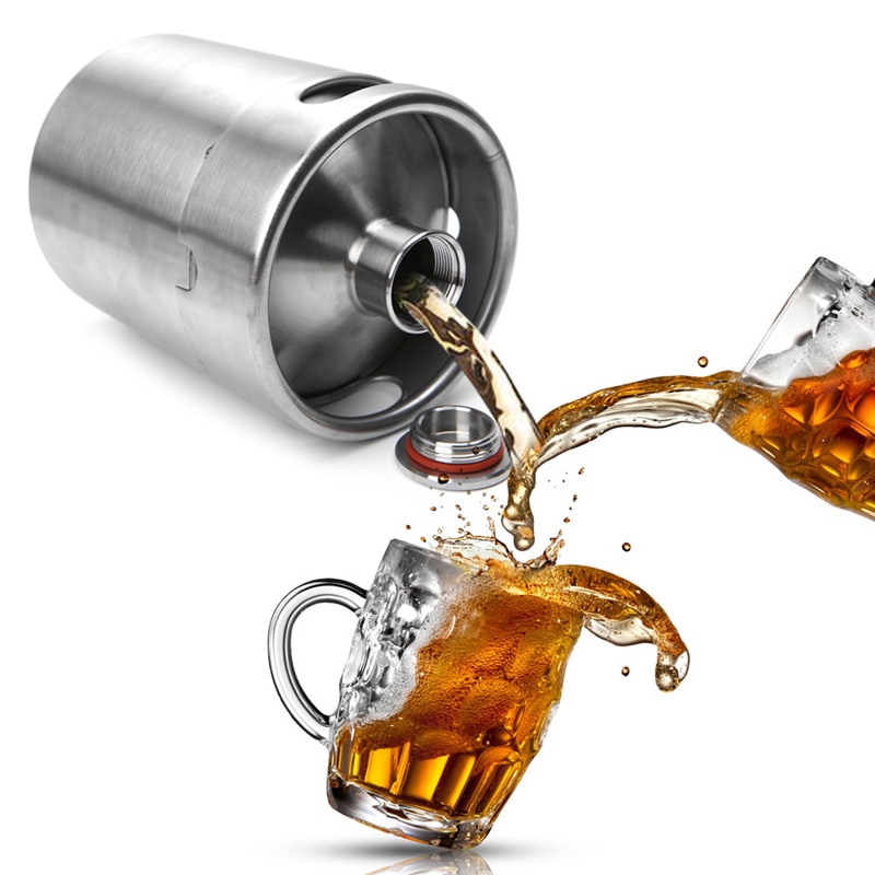 VFGTERTE 1PC 2L Beer Kegs Stainless Steel Mini Beer Growler for Party Beer Geek Wedding Home Kitchen Beer Brewing Kitchen Tools
