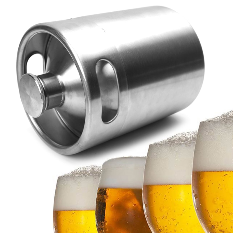 VFGTERTE 1PC 2L Beer Kegs Stainless Steel Mini Beer Growler for Party Beer Geek Wedding Home Kitchen Beer Brewing Kitchen Tools