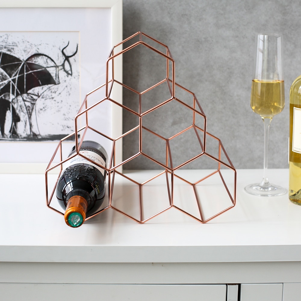 Metal Wine Rack Nordic Geometric Design