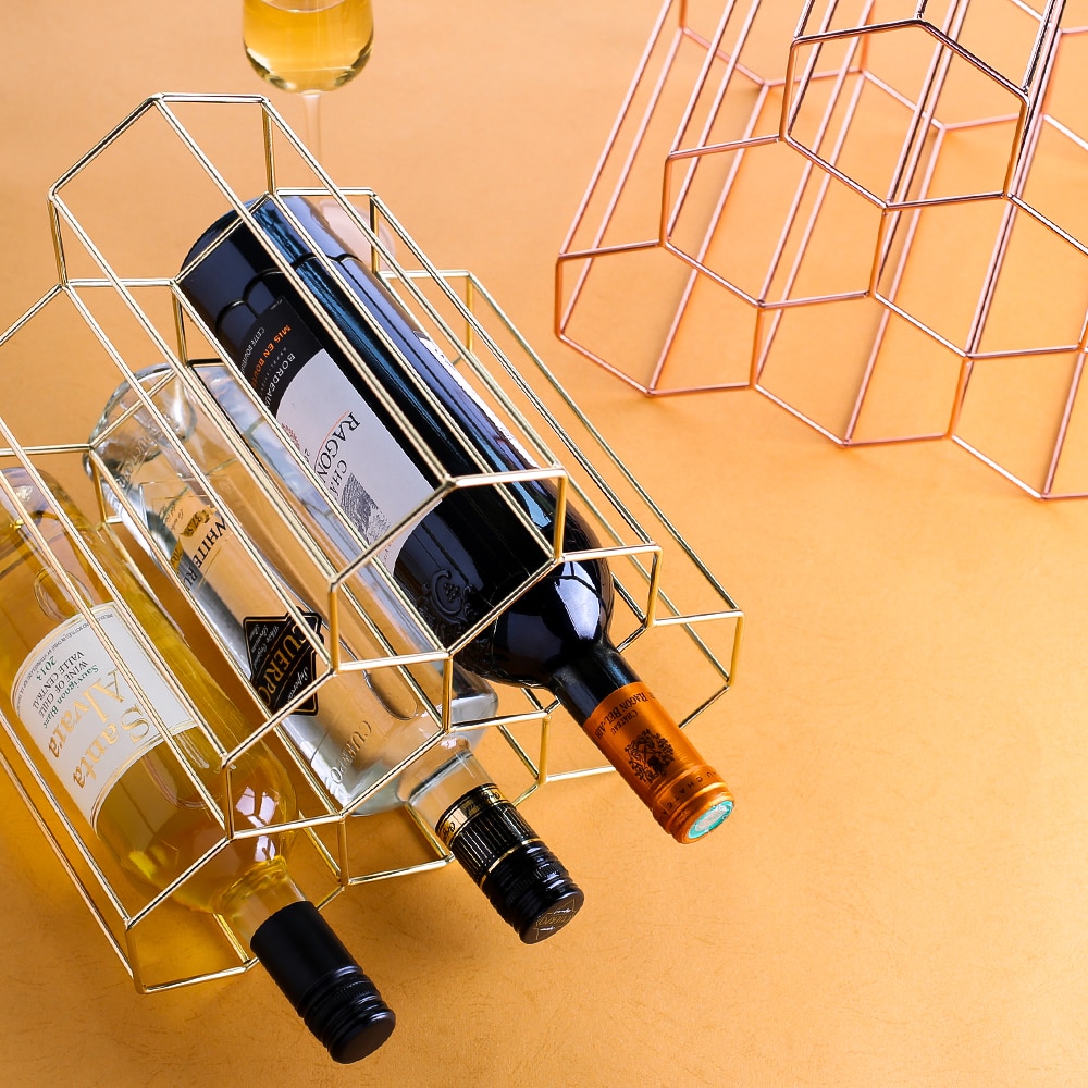 Metal Wine Rack Nordic Geometric Design