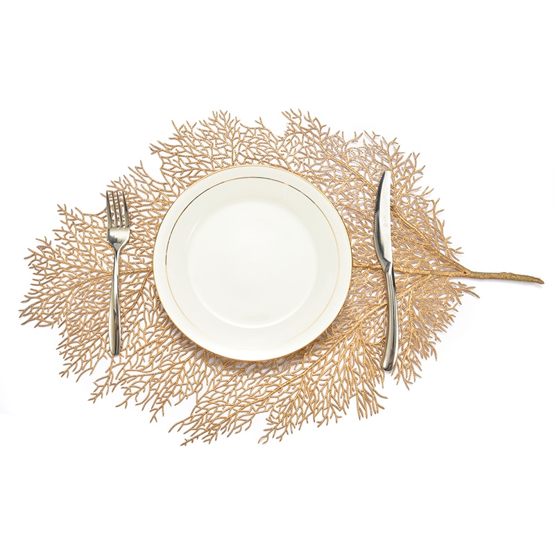 Table Placemats Gold Leaf Decor