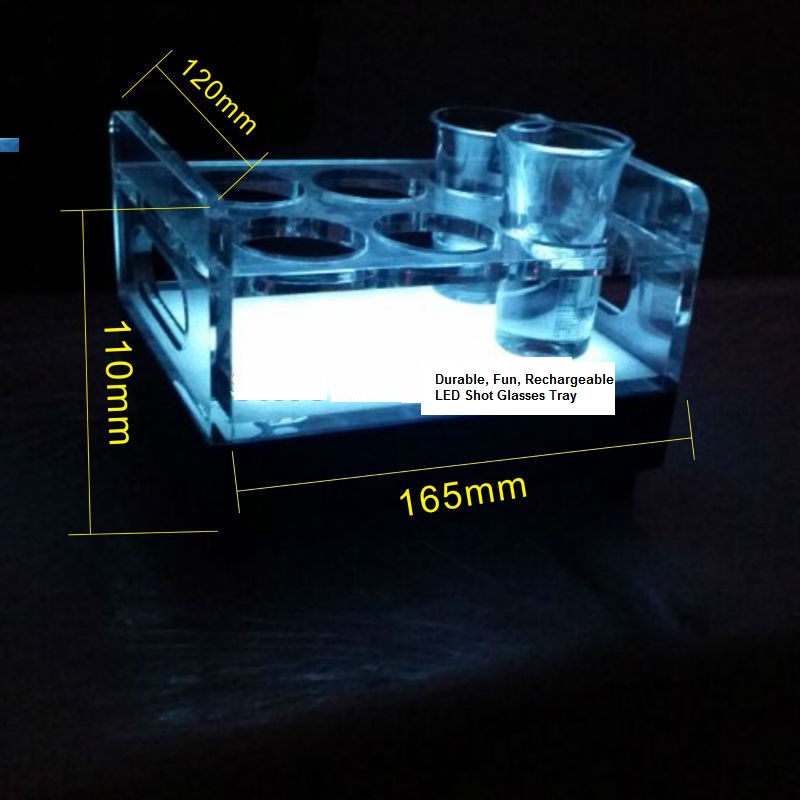 Color Changeable LED Light Up Shot Glasses Tray