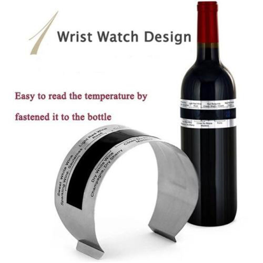 Wine Collar Thermometer Clever Wine Bottle Snap Thermometer LCD Display Clip Champagne Bracelet Thermometer Bar Beverage Tool