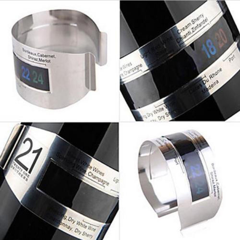 Wine Collar Thermometer Clever Wine Bottle Snap Thermometer LCD Display Clip Champagne Bracelet Thermometer Bar Beverage Tool