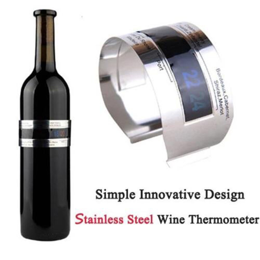 Wine Collar Thermometer Clever Wine Bottle Snap Thermometer LCD Display Clip Champagne Bracelet Thermometer Bar Beverage Tool