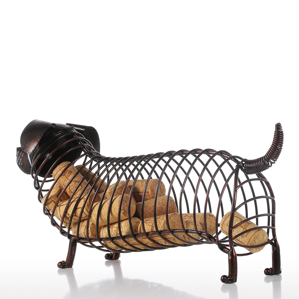 Tooarts Metal Animal Figurines Dachshund Wine Cork Container Modern Artificial Iron Craft Home Decoration Accessories Gift