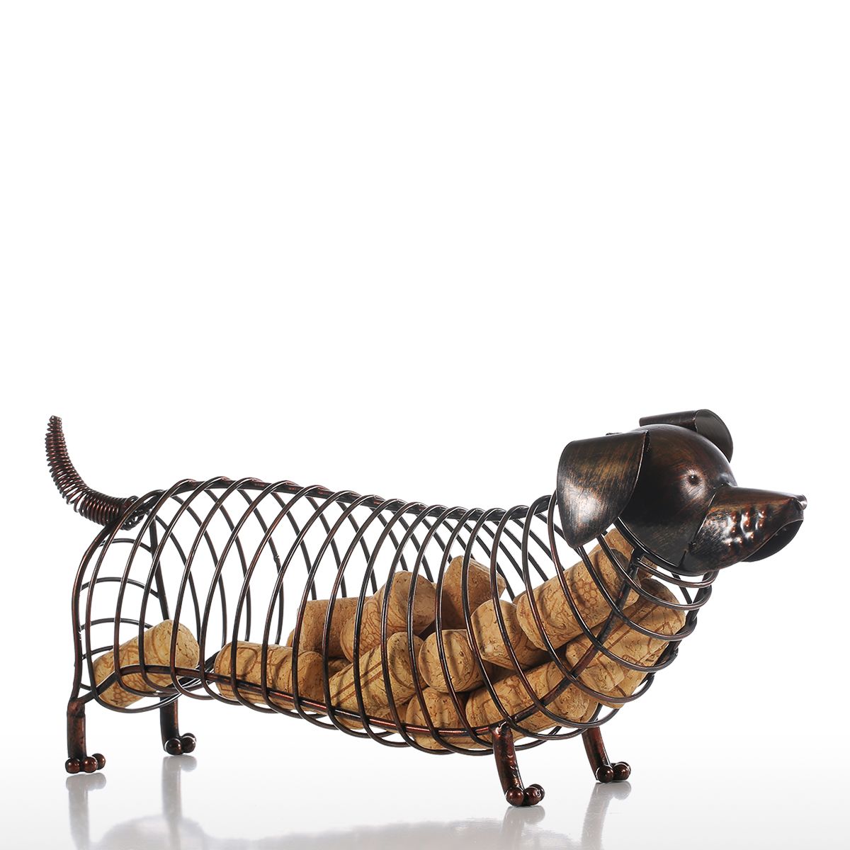 Tooarts Metal Animal Figurines Dachshund Wine Cork Container Modern Artificial Iron Craft Home Decoration Accessories Gift