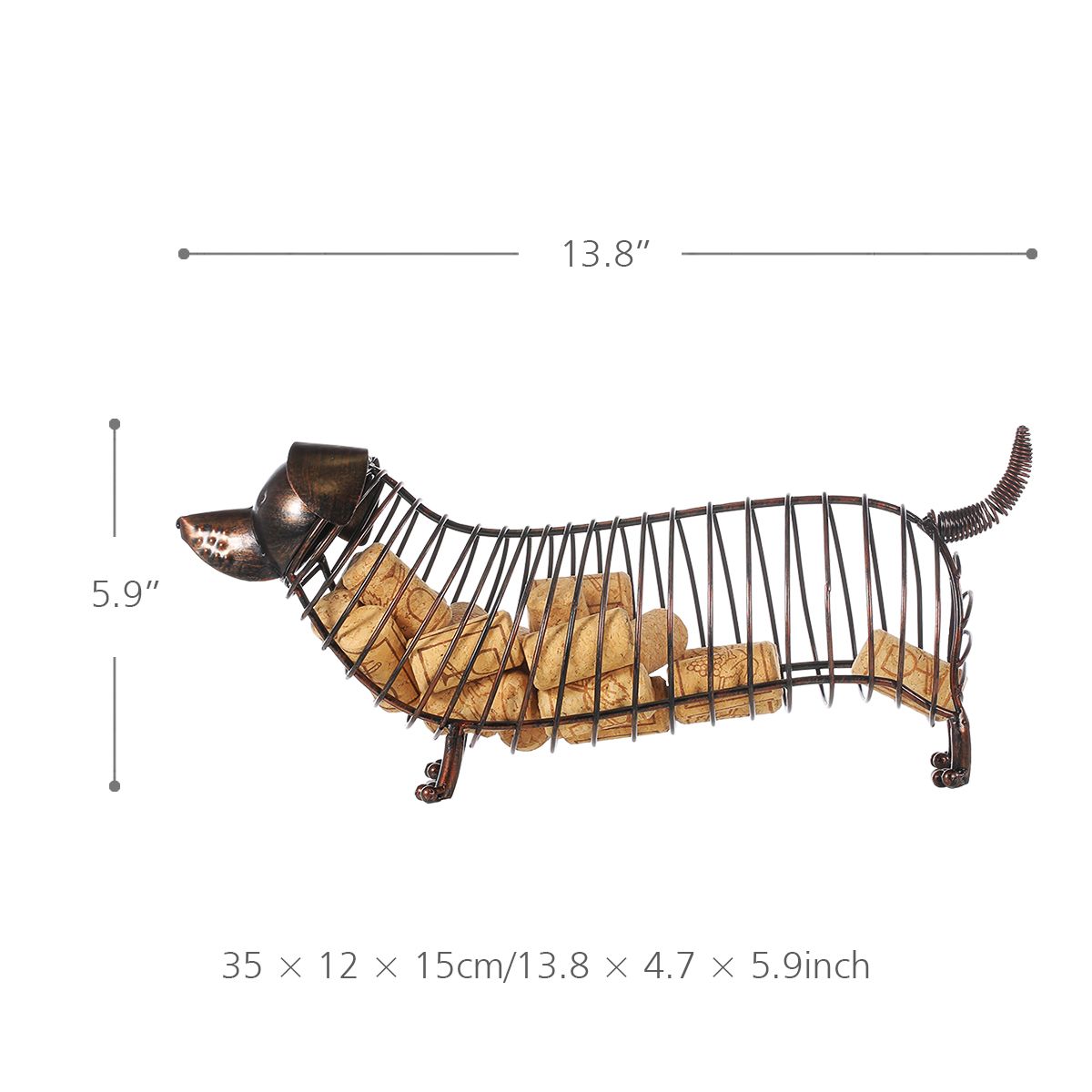 Tooarts Metal Animal Figurines Dachshund Wine Cork Container Modern Artificial Iron Craft Home Decoration Accessories Gift