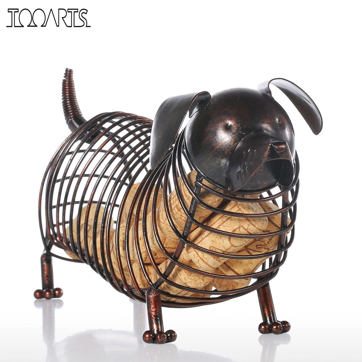 Tooarts Metal Animal Figurines Dachshund Wine Cork Container Modern Artificial Iron Craft Home Decoration Accessories Gift