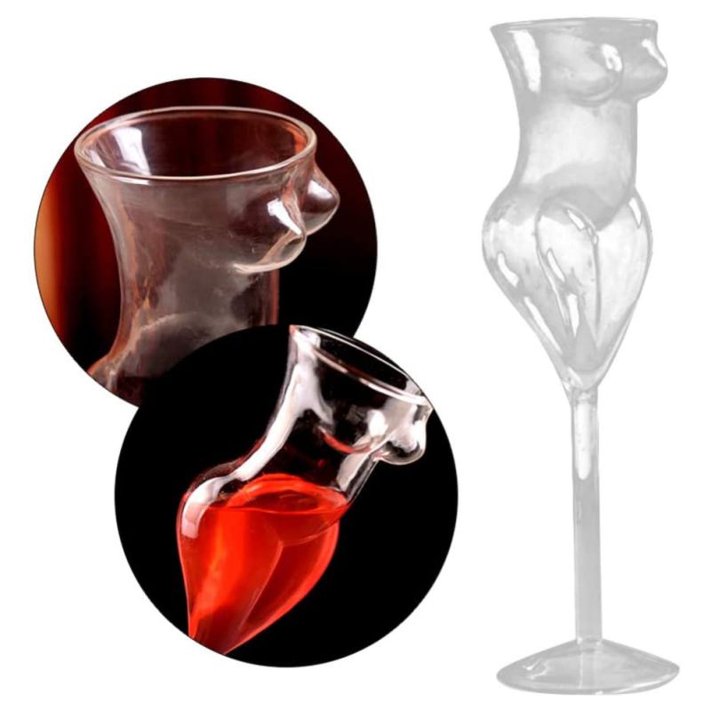 Creative Wine Glass Cup Human Body Shape Bottles Whiskey Beer Glass Cocktail Champagne Glasses Cup For Bar KTV Decor XQ