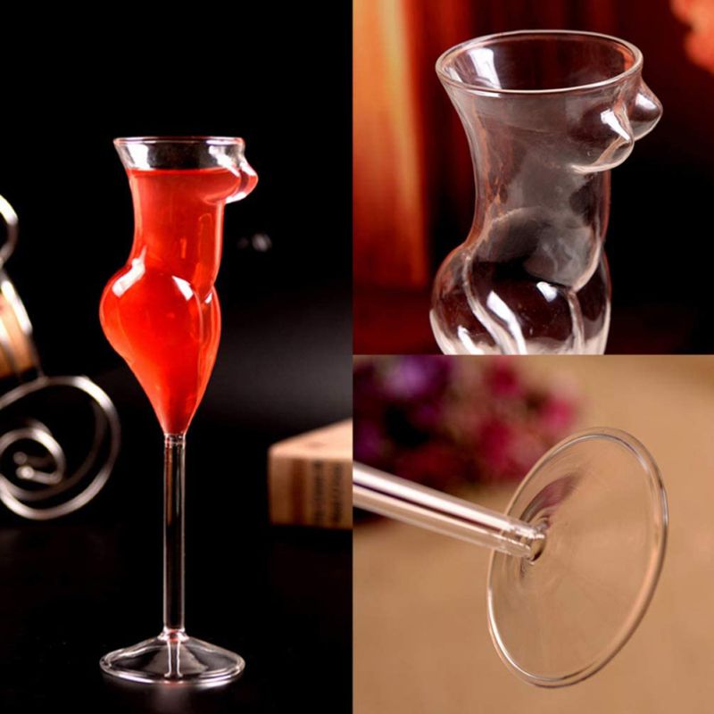 Creative Wine Glass Cup Human Body Shape Bottles Whiskey Beer Glass Cocktail Champagne Glasses Cup For Bar KTV Decor XQ