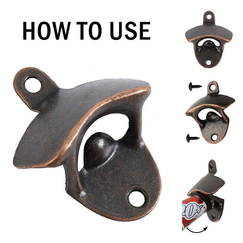 10 Pack Bottle Opener Wall Mounted Rustic Beer Opener Set Vintage Look with Mounting Screws for Kitchen Cafe Bars