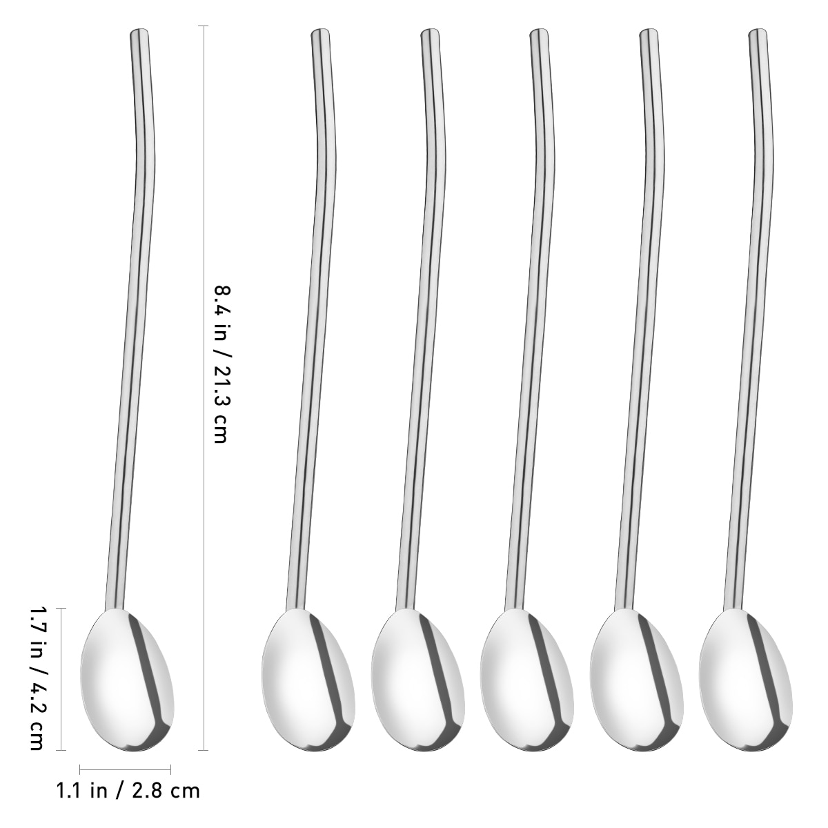 BESTONZON 6pcs Stainless Steel Straw Spoon Oval Shape Reusable Metal Drinking Straws Reusable Straw Cocktail Spoons Filter Set