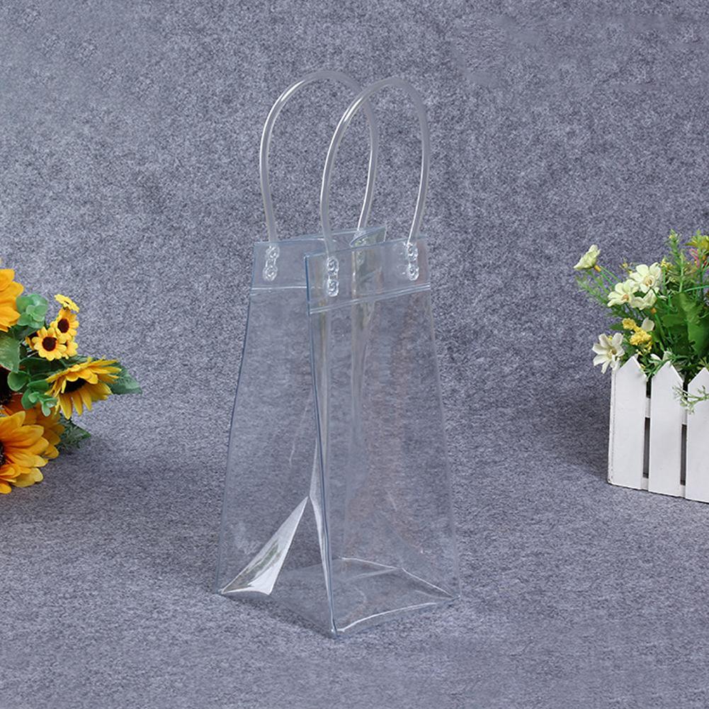 PVC Leakproof Ice Bag ECO Friendly Transparent Ice Pack Portable Ice Bucket Wine Champagne Bottle Chiller with Carry Handle