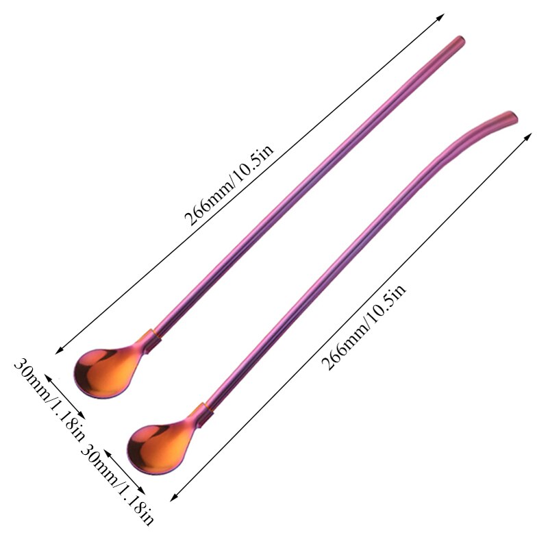 Straw Spoon Reusable Stainless Steel