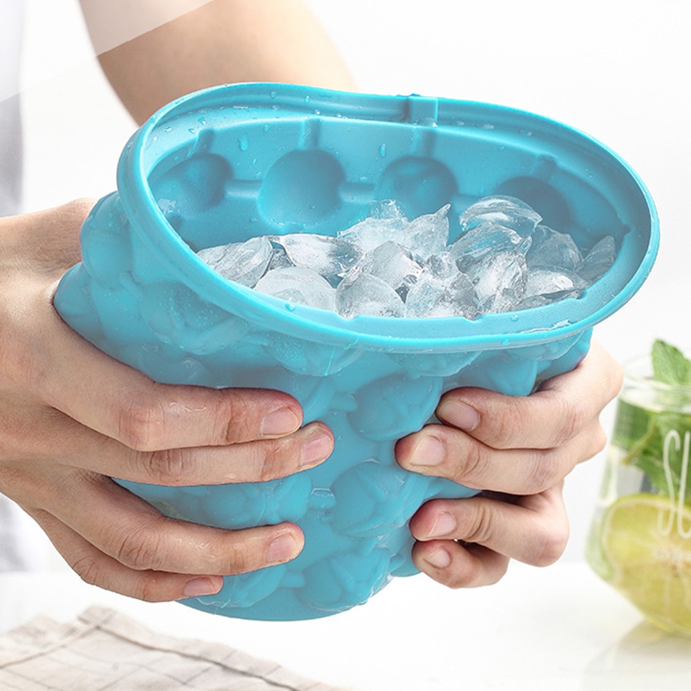 Reusable Silicone Ice Bucket with Lid