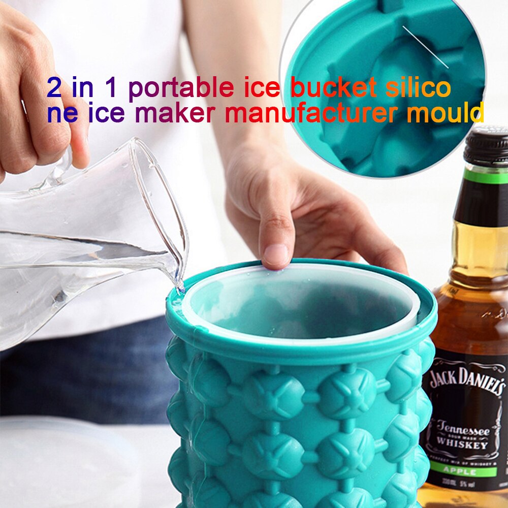 Reusable Silicone Ice Bucket with Lid