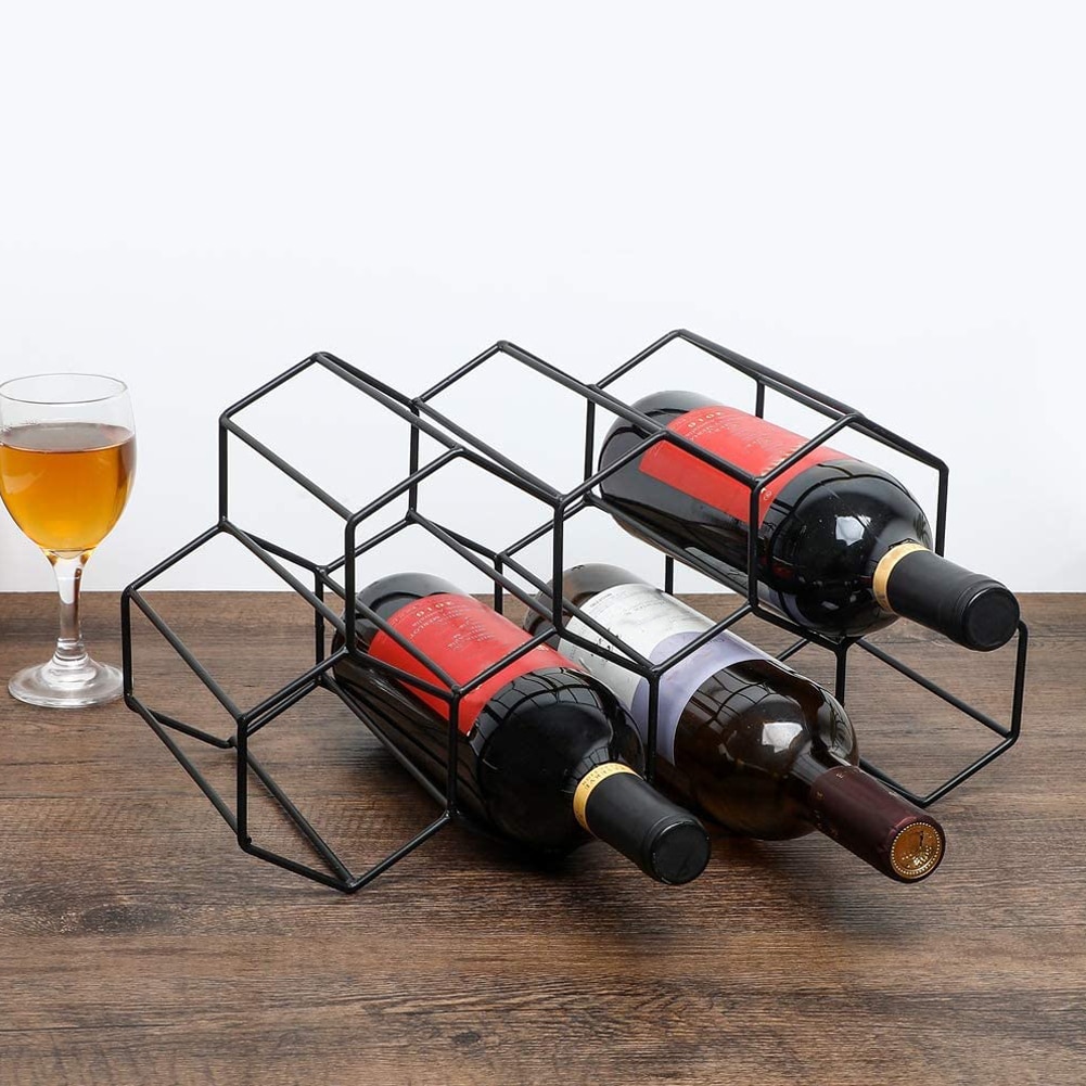 High Quality Golden Wine Rack Decoration Nordic Creative Wrought Iron Wine Rack For Living Rooms Offices Wine Bottle Holder