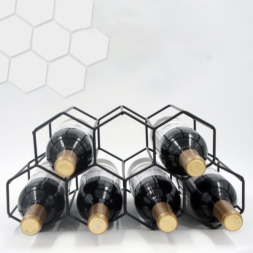 Modern Wrought Iron Hexagon Wine Rack