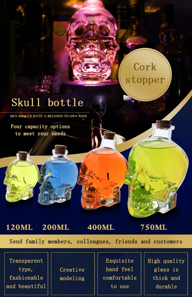 Creative Crystal Skull Head Shot Glass Party Transparent Champagne Cocktails Beer Coffee Wine Bottle Doomed Drinkware Bar Tools