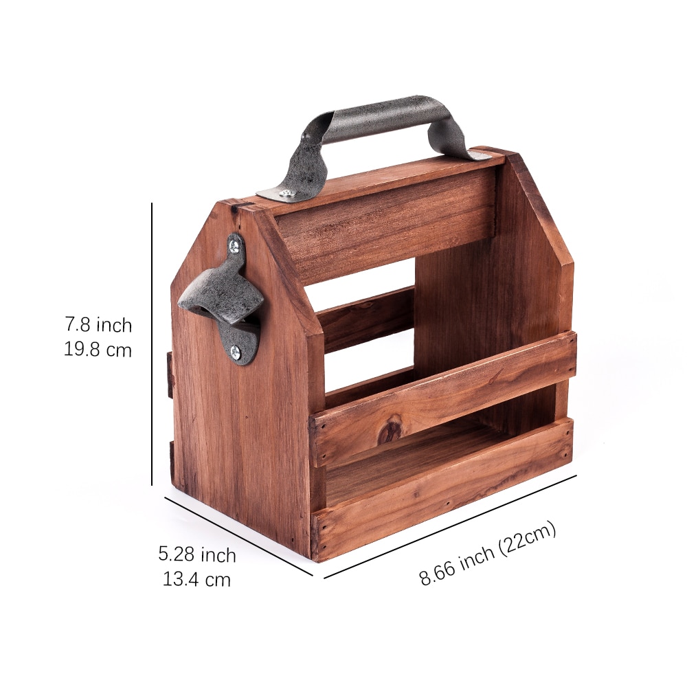 Wooden Beer Carrier with Bottle Opener