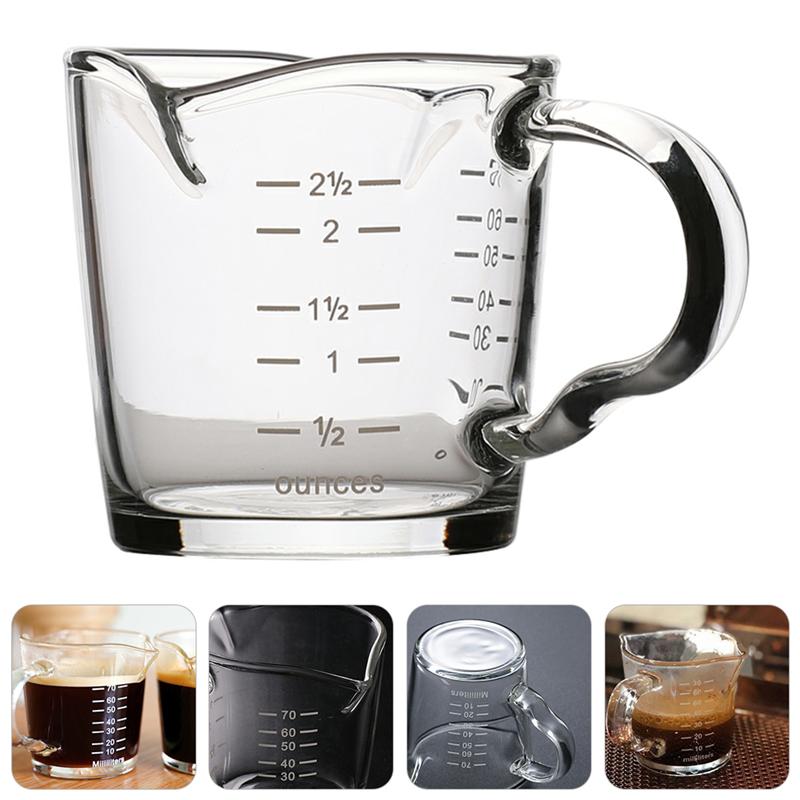 1Pc 51-100ML Measuring Cup Espresso Cup Ounce Cup Temperature Resistant Cup Glass Cup For Restaurant Home Cafe