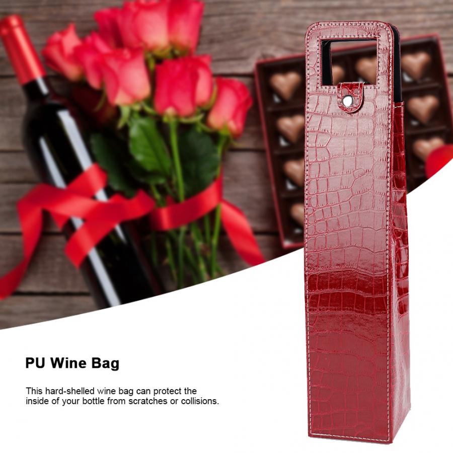 Single Bottle PU Leather Wine Bag