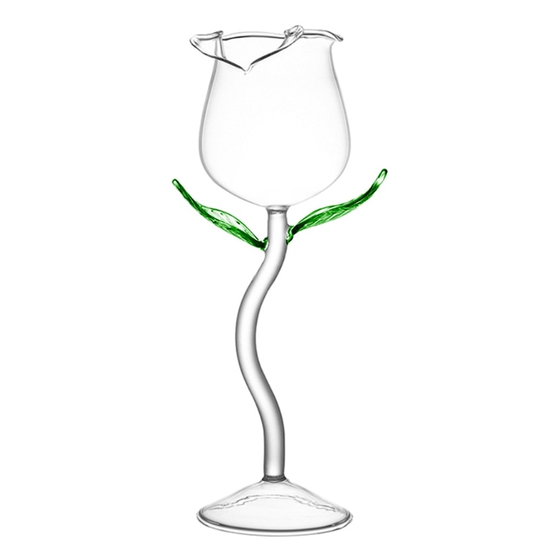 Wine Glass Rose Flower Shape Goblet Lead-Free Red Wine Cocktail Glasses Home Wed R9JC