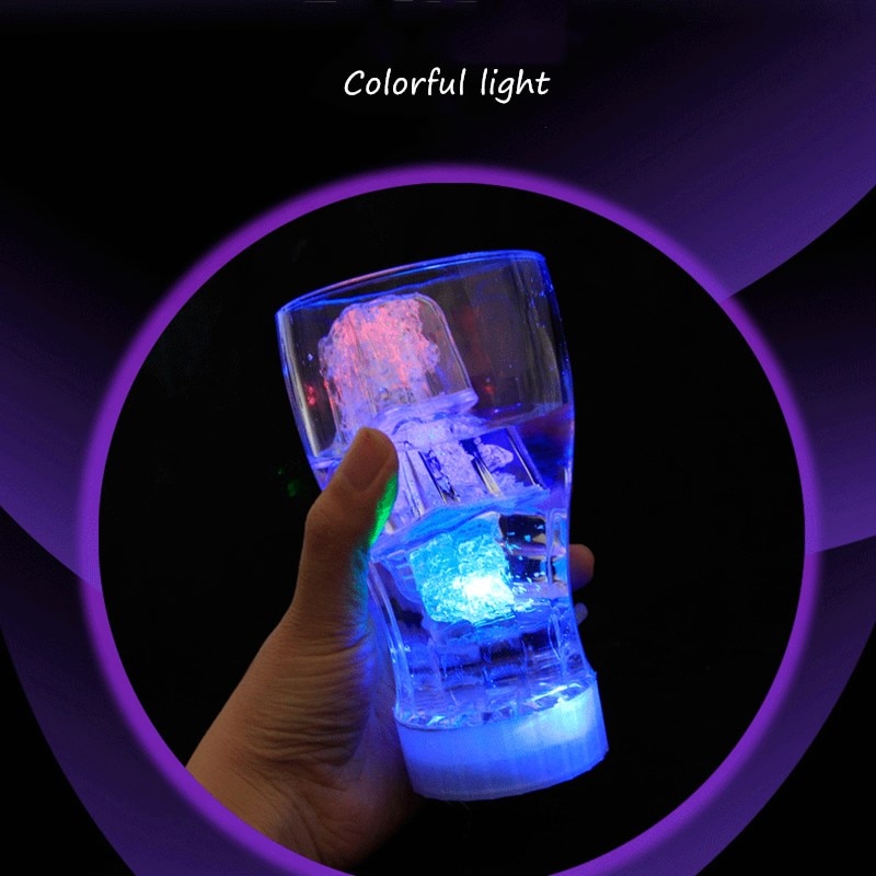 12pcs LED Ice Cubes Glowing Party Ball Flash Light Luminous Neon Wedding Festival Bar Wine Tasteless Glass Decoration Supplies