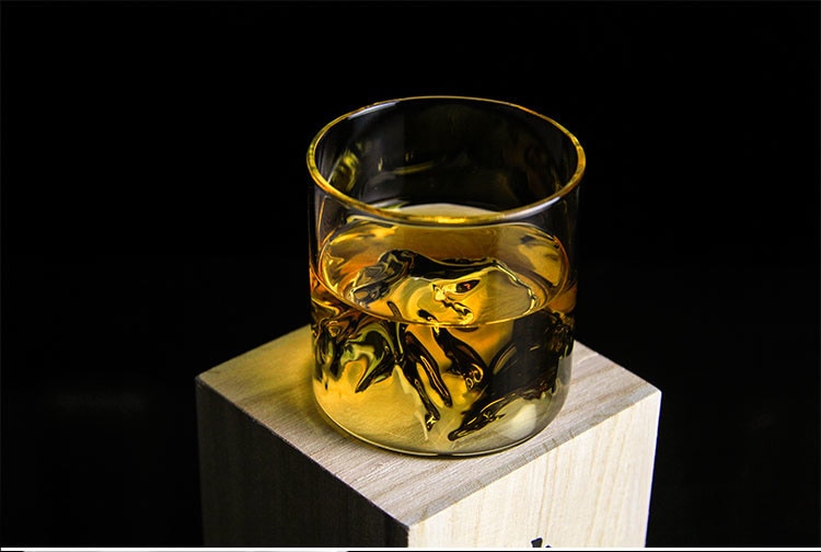 Niche Japanese Style Whisky Cup-Shallow Mountain Liqueur XO Wine Cup EDO Guanshan Fuji Artwork Wooden Gift Box Whiskey Glass