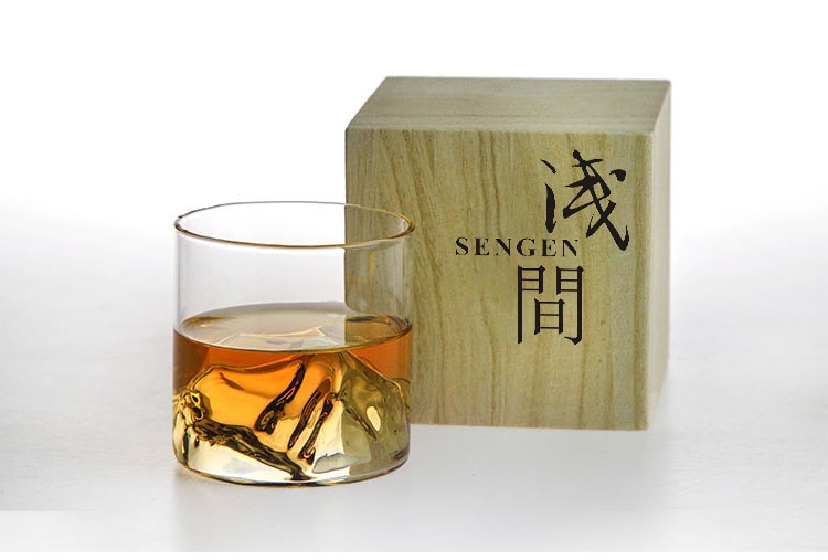 Niche Japanese Style Whisky Cup-Shallow Mountain Liqueur XO Wine Cup EDO Guanshan Fuji Artwork Wooden Gift Box Whiskey Glass