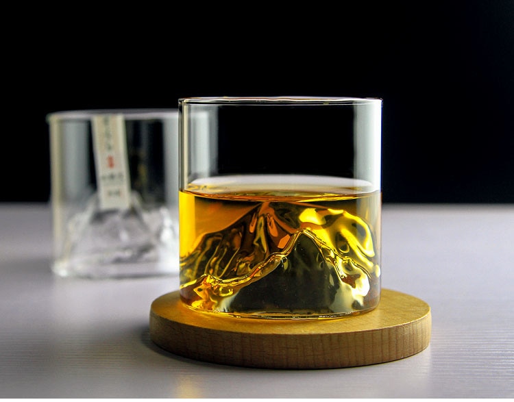 Niche Japanese Style Whisky Cup-Shallow Mountain Liqueur XO Wine Cup EDO Guanshan Fuji Artwork Wooden Gift Box Whiskey Glass