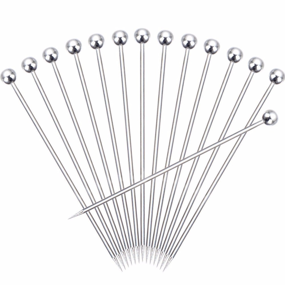 Goldbaking 20 Pieces Stainless Steel Cocktail Picks Fruit Stick Toothpicks Martini Glass Picks Dessert Forks 4.3 Inches 11cm