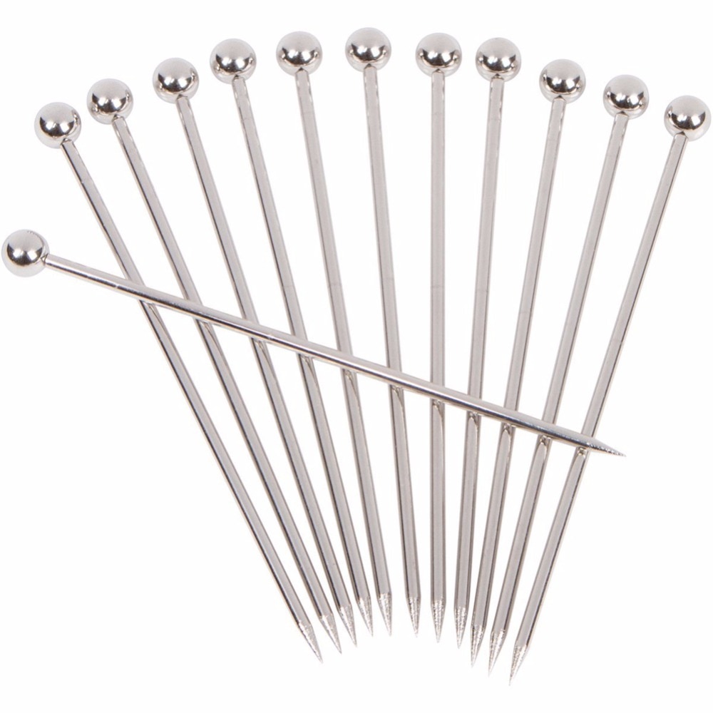 Goldbaking 20 Pieces Stainless Steel Cocktail Picks Fruit Stick Toothpicks Martini Glass Picks Dessert Forks 4.3 Inches 11cm