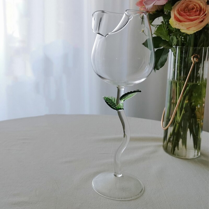 Transparent Rose Shape Wine Glass