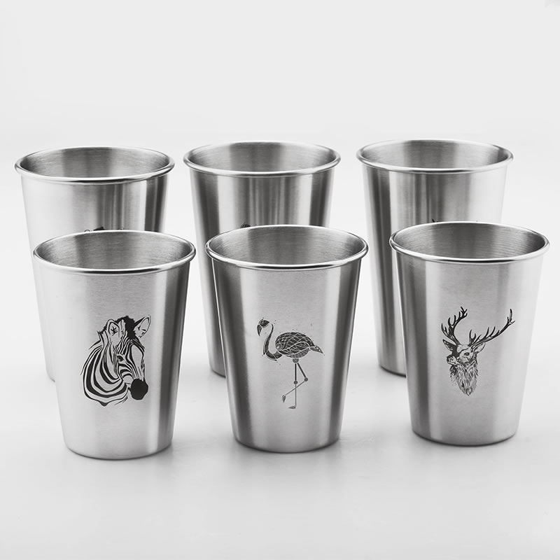 Stainless Steel Drinking Glass Cup with Straw