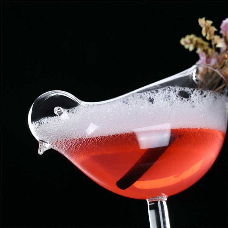 2Pcs/Set Bird Champagne Glass Creative Molecular Smoked Cocktail Goblet Glasses Party Bar Drinking Cup Wine Juice Cup 150ml