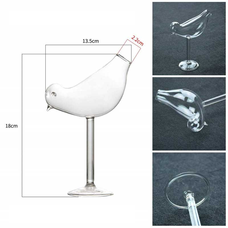 2Pcs/Set Bird Champagne Glass Creative Molecular Smoked Cocktail Goblet Glasses Party Bar Drinking Cup Wine Juice Cup 150ml