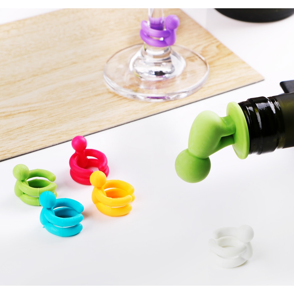 Wine Stopper with Six Wine Glass Grips